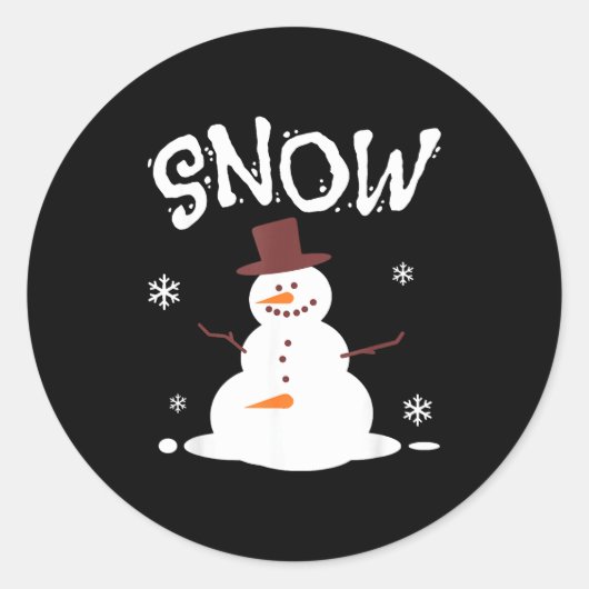 ユーモラスな雪だるまと除雪機 おそろい ペア クリスマス ラウンドシール (正面)