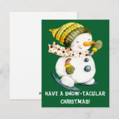 ユーモラスな雪だるまのクリスマスカード シーズンカード (正面/裏面)