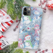 ユーモラスな雪だるまのクリスマスツリーストリングライト柄