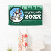 ユーモラスな雪だるまの年号入りクリスマスパーティー カートゥーン 横断幕 (インサイチュ)