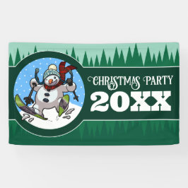 ユーモラスな雪だるまの年号入りクリスマスパーティー カートゥーン 横断幕