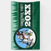 ユーモラスな雪だるまの年号入りクリスマスパーティー カートゥーン 横断幕 (縦)