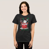 ユーモラスな雪だるまの溶け方 クリスマス トライブレンドＴシャツ (正面全面)