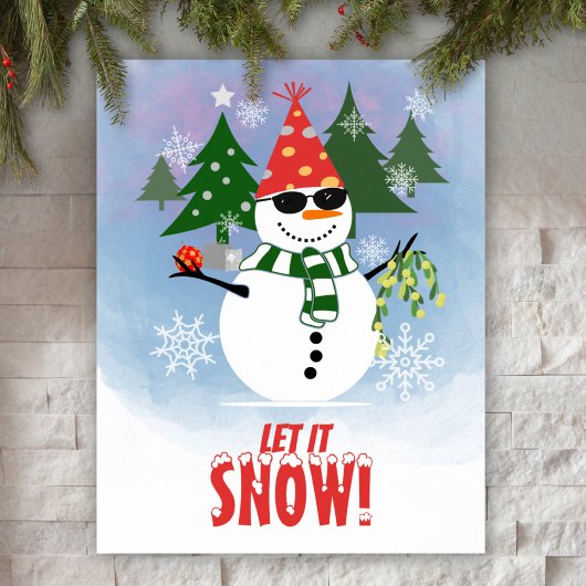 ユーモラスな雪だるまのLet It Snow クリスマスポスター ポスター