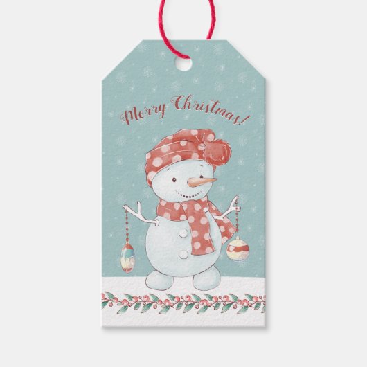 ユーモラスな雪だるま メリークリスマス ギフトタグ (正面)