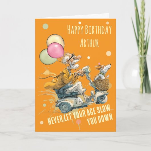 ~ユーモラスな電動カートの誕生日カード カード (正面)