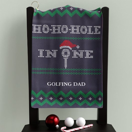 ユーモラスな青と緑のゴルフタオル「Ho Ho Hole in One」 ゴルフタオル