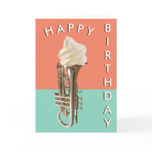 ユーモラスな音楽+アイスのコルネットの誕生日カード