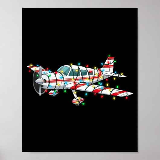 ユーモラスな飛行機 クリスマス グラフィックス ライト 愛好家 ロン ポスター (正面)