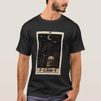 ユーモラスな鳴き声の黒いカラスのタロットカード 月 ゴシック アート Tシャツ