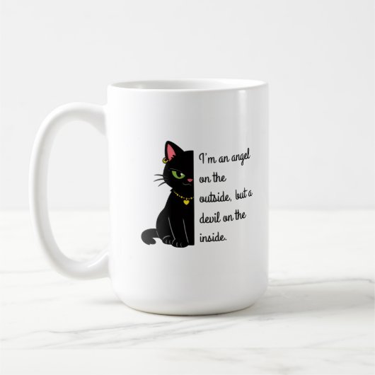 ユーモラスな黒猫のマグカップ コーヒーマグカップ (左)