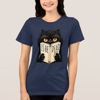 ユーモラスな黒猫の本の好きなデザイン トライブレンドＴシャツ
