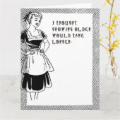 ユーモラスな1950年代の主婦 カード (黄色い花)