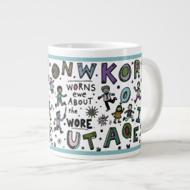 ユーモラスな20ozマグカップ: Know Won Worns Ewe ジャンボコーヒーマグカップ