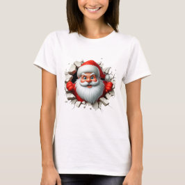 ユーモラスな3Dサンタクロース クリスマス ホリデーデザイン Tシャツ