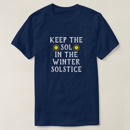 ユーモラスな「冬至にソルを戻そう」 Tシャツ (デザイン正面)