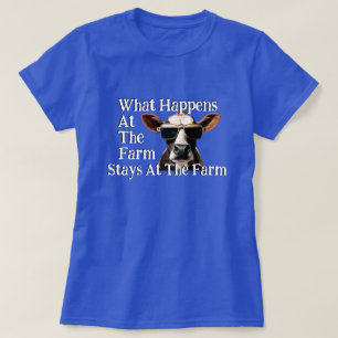 ユーモラスな「農場でのことは...」 Tシャツ