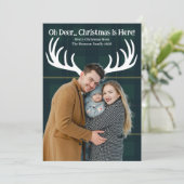 ユーモラスな「Oh Deer クリスマスがやってきた」写真 シーズンカード (スタンド正面)