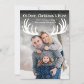 ユーモラスなOh Deer Christmas Is Hereフォトモダン シーズンカード (正面)