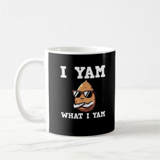 ユーモラスなVネック「I Yam What I Yam」 コーヒーマグカップ (左)