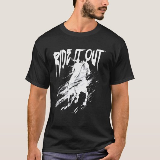 ユーモラスに乗り切ろう - 馬に乗る Tシャツ (正面)
