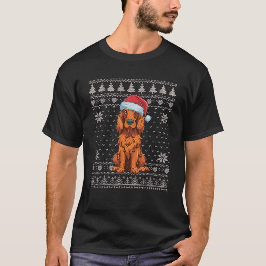 ユーモラス アイリッシュセッター クリスマス セーター サンタ (正面)