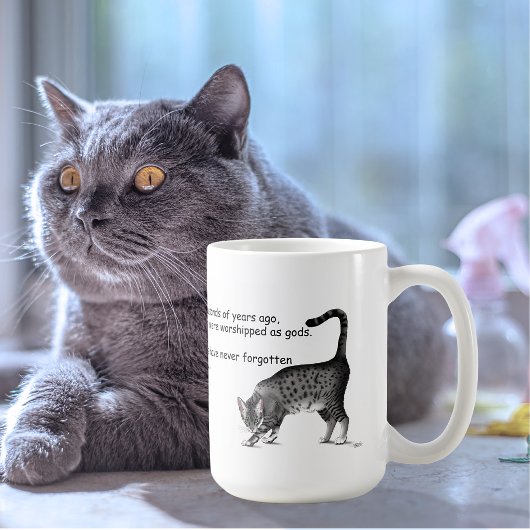 ユーモラス グレー 遊び心ある猫 エジプシャンマウ コーヒーマグカップ