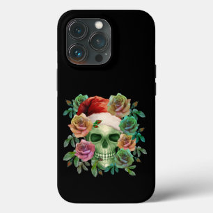 ユーモラス サンタ グリーン ドクロ クリスマス フラワー iPhone 13 PROケース