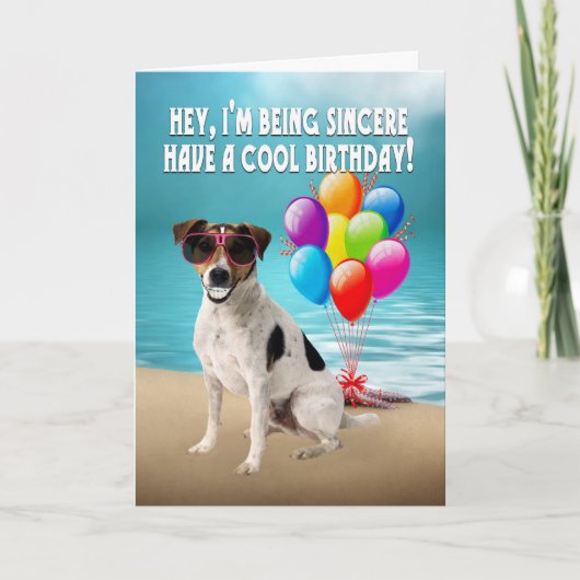 ユーモラスdogy birthday card - happy jack russel d カード (正面)