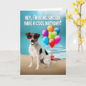ユーモラスdogy birthday card - happy jack russel d カード (黄色い花)