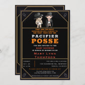 ユーモートツインズおしゃぶりワイルドウェスト赤ちゃんシャワー 招待状 (正面/裏面)