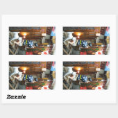 ユーモ日本のー – ズボンを下ろす犬 長方形シール (シート)