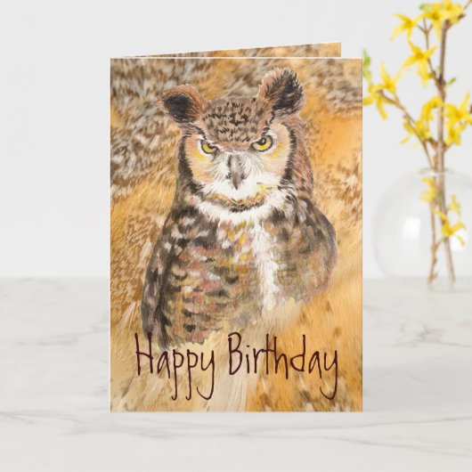 ユーモ素晴らしアホーニングフクロウ – Wild & 熱狂する Friend カード (黄色い花)