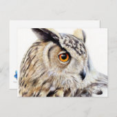 ユーラシアイーグルフクロウ側のアートウォーター色のはがき ポストカード (正面/裏面)