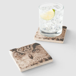 ユーラシアイーグル素晴らしフクロウのアートウォーターカラーコースター ストーンコースター