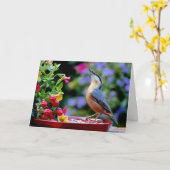 ユーラシアヌサッチの鳥 カード (黄色い花)