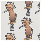 ユーラシアフーポーの鳥の漫画イラストレーション ファブリック (クローズアップ)