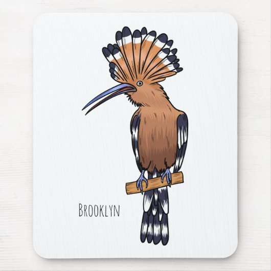 ユーラシアフーポーの鳥の漫画イラストレーション マウスパッド (正面)