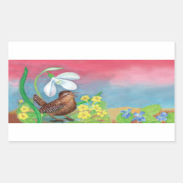 ユーラシアワレン&スノードロップ&プリムローズ 長方形シール