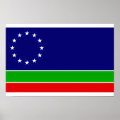 ユーラシア国旗ヨーロッパ・アジア大陸記号 ポスター (正面)