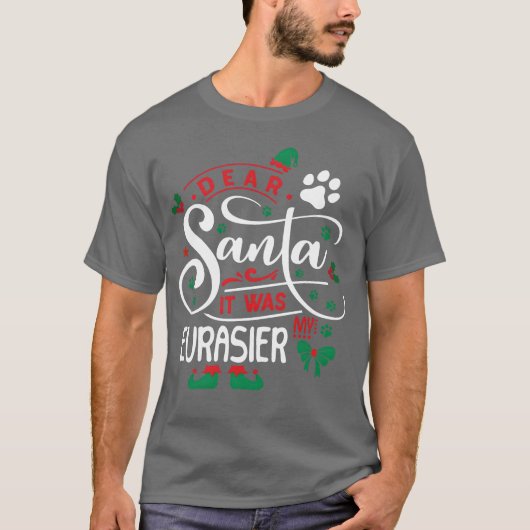 ユーラジエ犬クリスマスドッグはレトロな少女を育てる Tシャツ (正面)