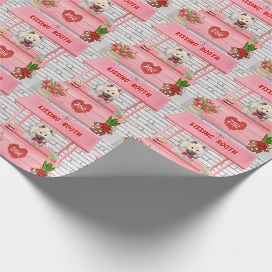 ユーラジエ犬バレンタインデーキスをするス ラッピングペーパー (角)