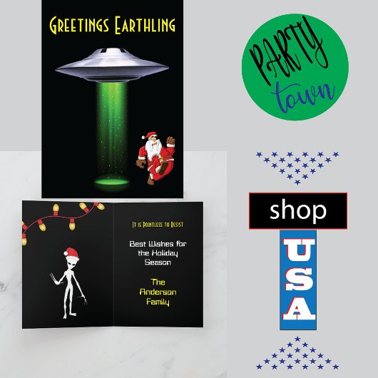 ユーリョクサンタ 🎅🛸 UFO クリスマス グリーティング カード