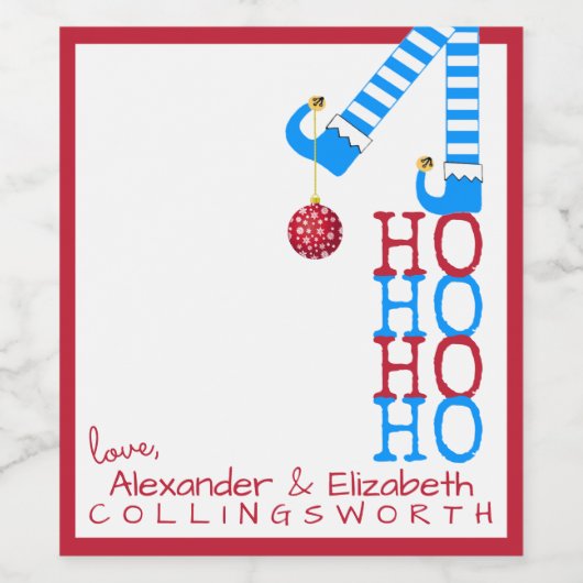 ユールなクリスマスエルフワインボトルラベル ホホホ ワインラベル (シングルラベル)