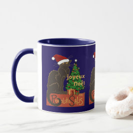 ユールツリーでシュールなクリスマスの黒猫 Le Chat Noir マグカップ