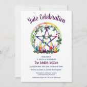 ユール祭りのペンタクル星のウィンターソルスティス ウィッカ 招待状 (正面)