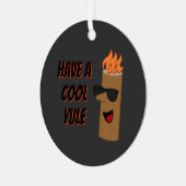 ユール(キリスト降誕祭)が燃えカッコいいるログクリスマスを過ごす メタルオーナメント (正面左)