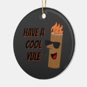 ユール（キリスト降誕祭）が燃えカッコいいるログクリスマスを過ごす メタルオーナメント (左)