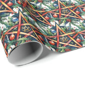 ユール(キリスト降誕祭)ウィンター至グリーンリーウィッカ信者星形五角形 ラッピングペーパー (ロールコーナー)