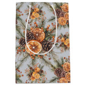 ユール(キリスト降誕祭)ウィンター至ナチュラルパイン&オレンジ ミディアムペーパーバッグ (正面)